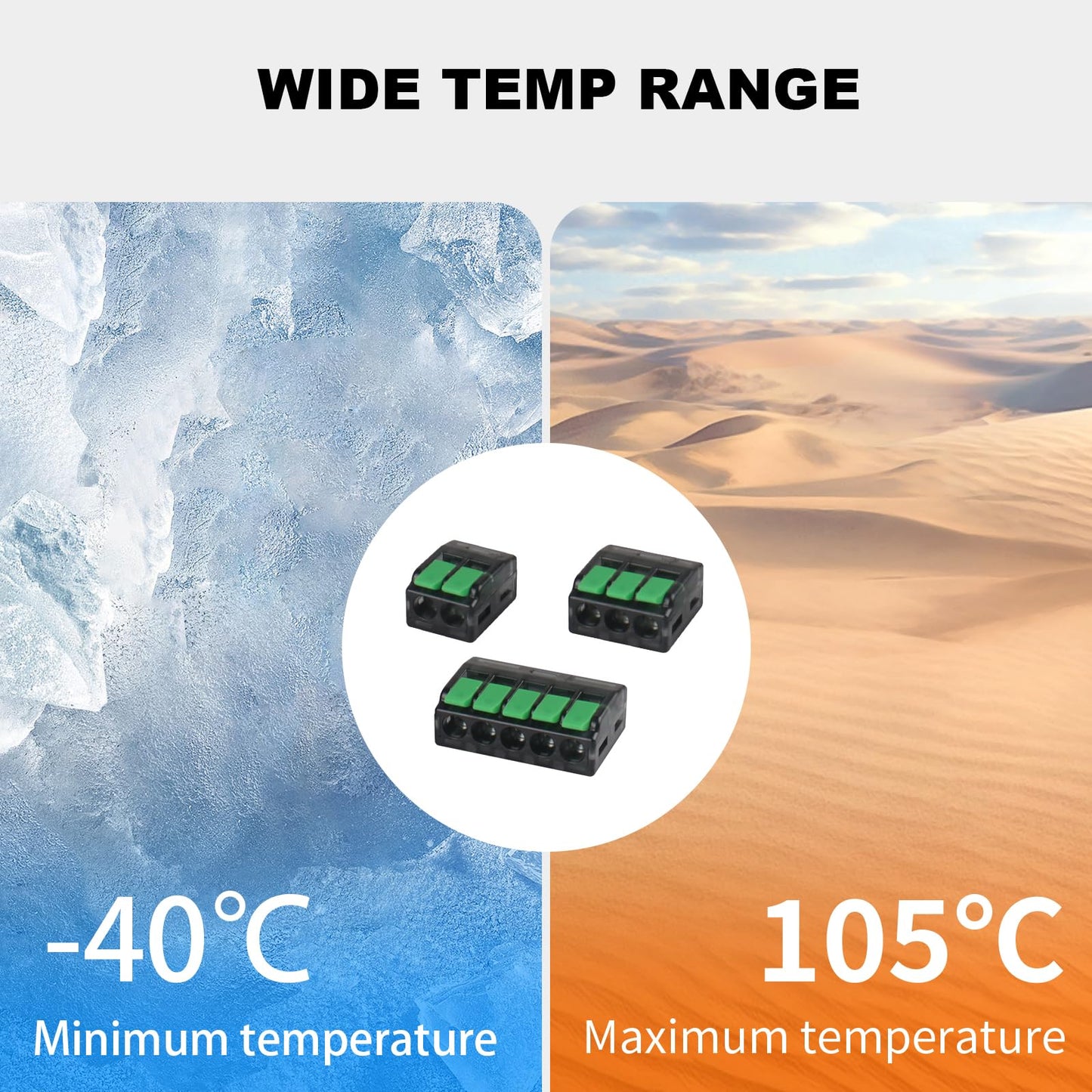 70 PCS Lever Wire Connectors, Quick Electrical Wire Splice Connectors Push-in, 2/3/5 Conductor Combination Kit, 24-12 AWG