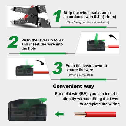 70 PCS Lever Wire Connectors, Quick Electrical Wire Splice Connectors Push-in, 2/3/5 Conductor Combination Kit, 24-12 AWG