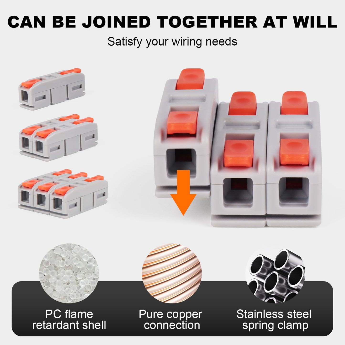Lever Wire Connectors, Mini Quick Connectors Push-in, 1 in 1 Out Electrical Wire Butt Splice Inline Terminals for Wiring 24-12 AWG