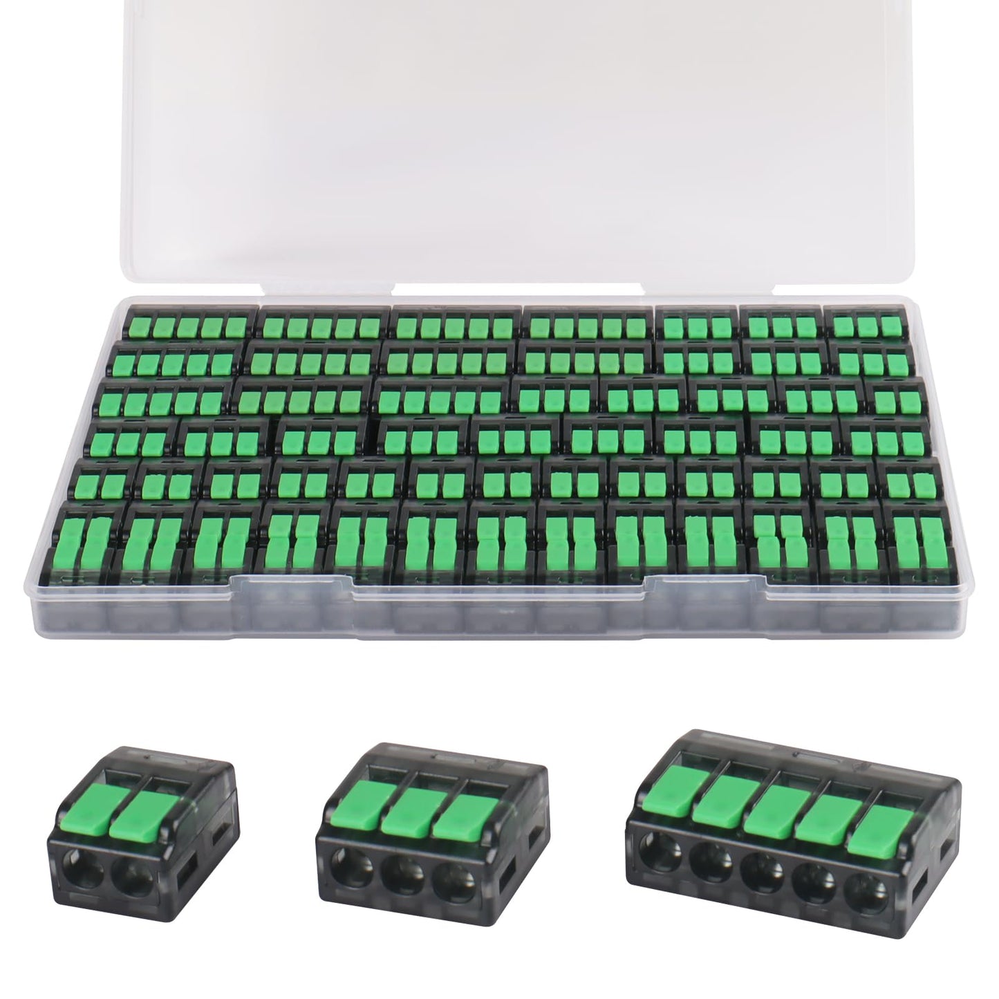70 PCS Lever Wire Connectors, Quick Electrical Wire Splice Connectors Push-in, 2/3/5 Conductor Combination Kit, 24-12 AWG