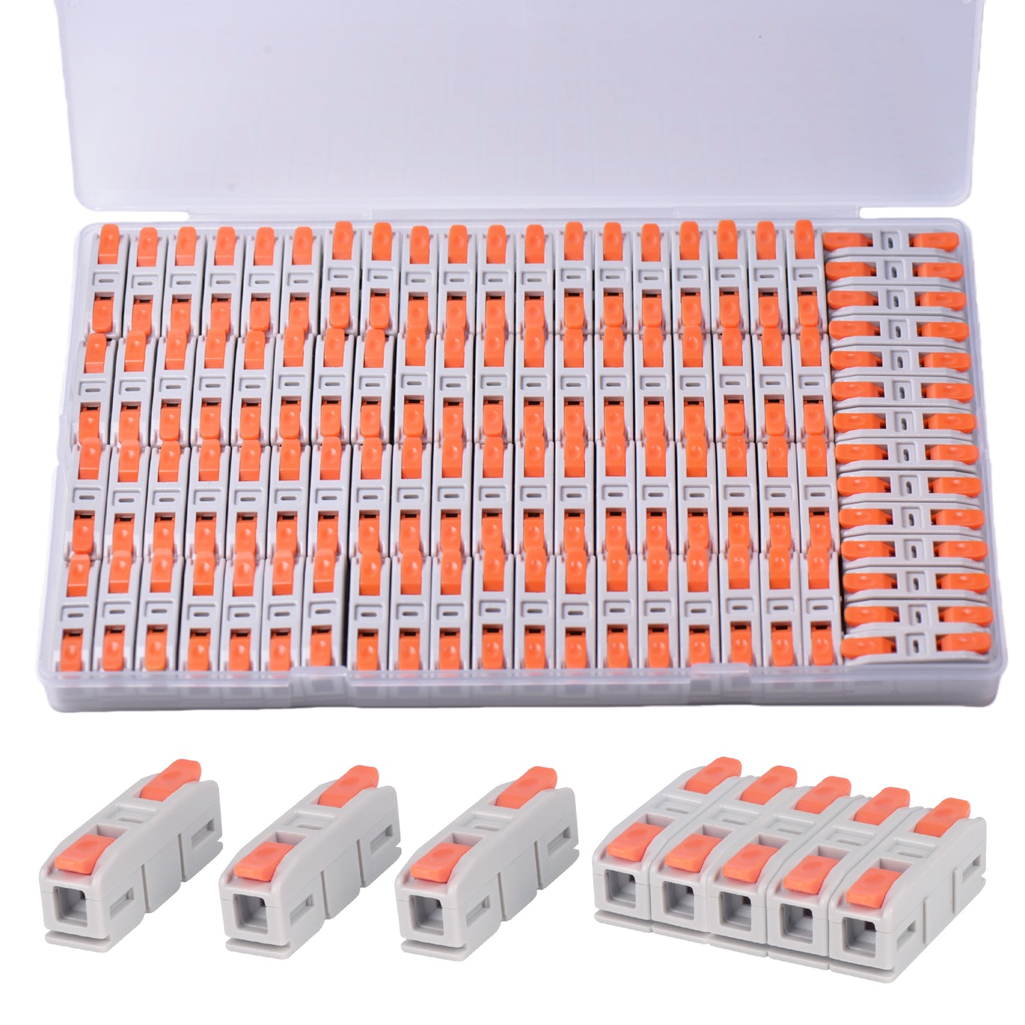 Lever Wire Connectors, Mini Quick Connectors Push-in, 1 in 1 Out Electrical Wire Butt Splice Inline Terminals for Wiring 24-12 AWG