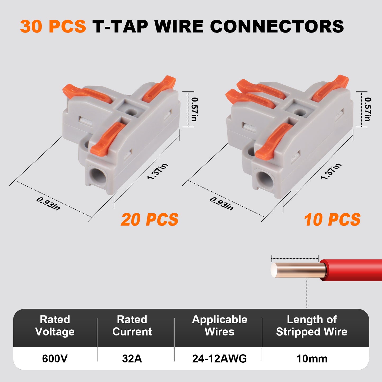 Lever Wire Connectors Kit (30PCS) – 3 & 4 Port Quick Splice Terminals for 24–12 AWG | Reusable Push-In Electrical Connectors