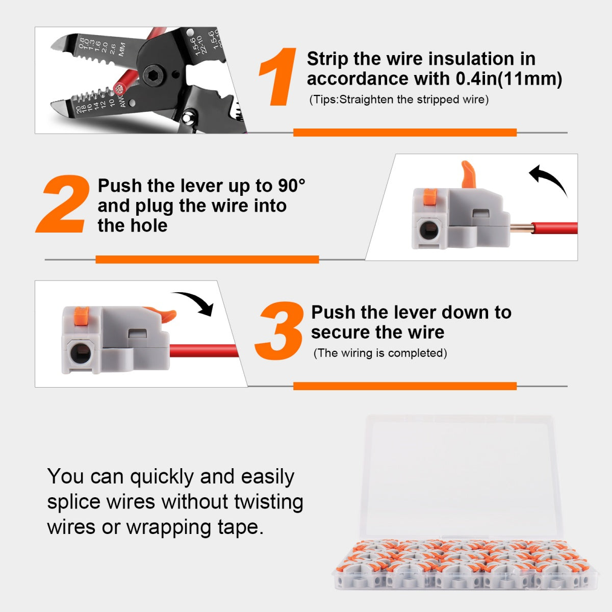 Lever Wire Connectors Kit (30PCS) – 3 & 4 Port Quick Splice Terminals for 24–12 AWG | Reusable Push-In Electrical Connectors