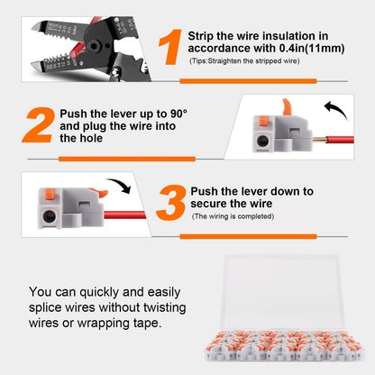 Lever Wire Connectors Kit (30PCS) – 3 & 4 Port Quick Splice Terminals for 24–12 AWG | Reusable Push-In Electrical Connectors