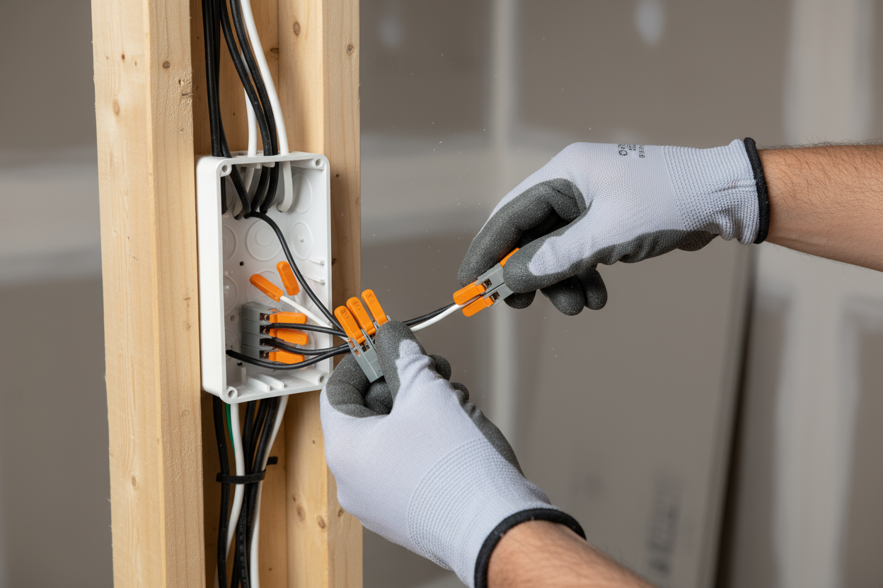 Electrician's household wiring by lever nut