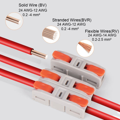 Lever Wire Connectors Kit – Compact Push-In Electrical Connectors (24–12 AWG) | Quick Splice Inline Terminals