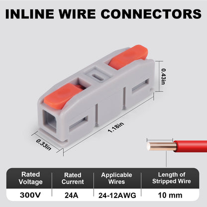 Lever Wire Connectors, Mini Quick Connectors Push-in, 1 in 1 Out Electrical Wire Butt Splice Inline Terminals for Wiring 24-12 AWG
